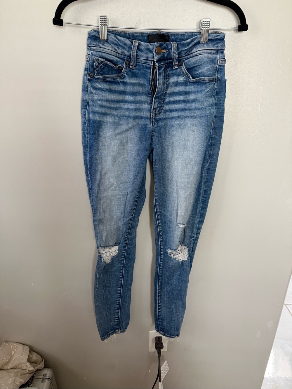 Buckle Light Blue Distressed Ankle Skinny Jeans